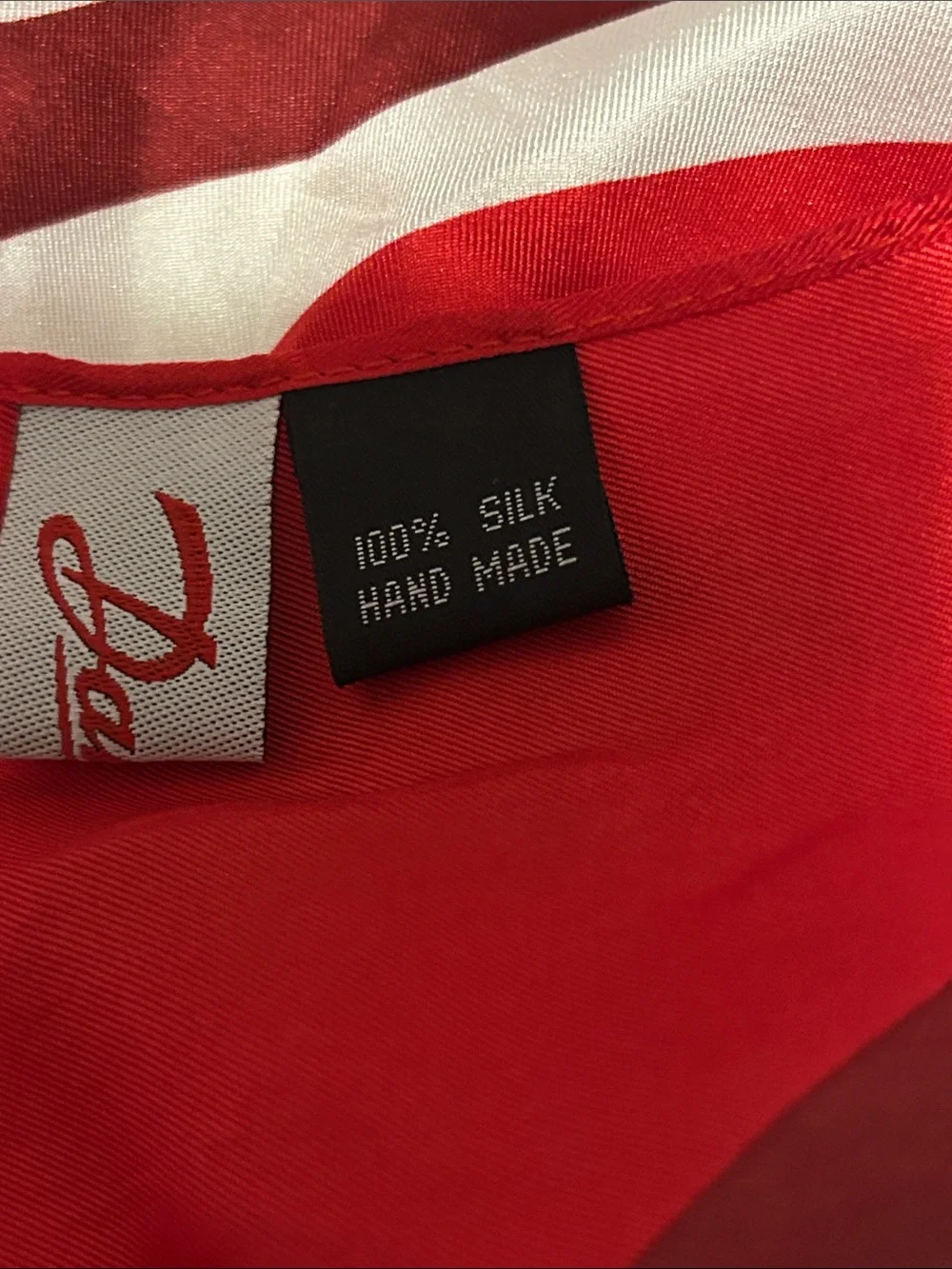 Vintage Danfoss Striped Red and White Scarf